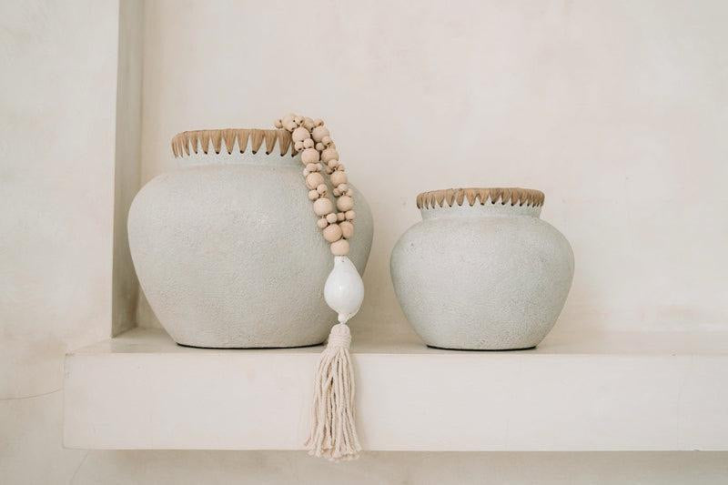 Bazar Bizar Betonlook Vaas Grijs Raffia S