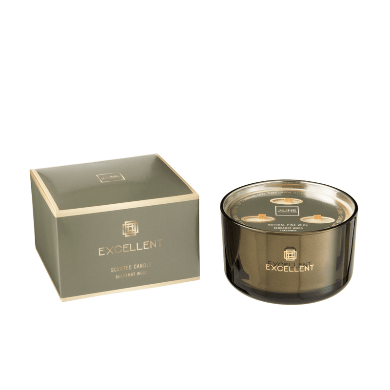 Geurkaars Groot Groen Excellent Bergamot Wood L