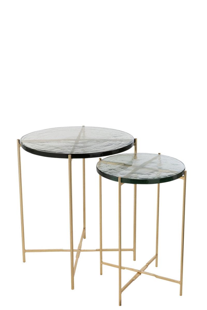 J-Line Bijzettafels Obi Glas Set Van 2