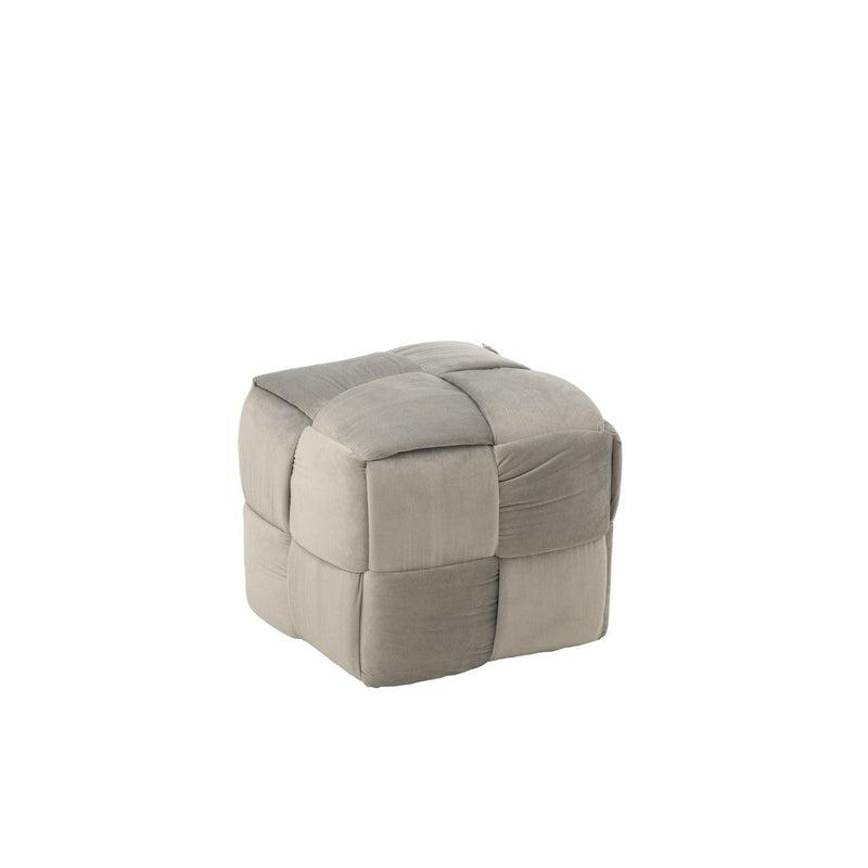 J-Line Gevlochten Hocker Grijs