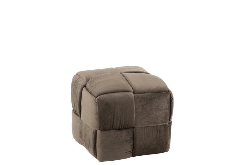 J-Line Gevlochten Poef Taupe