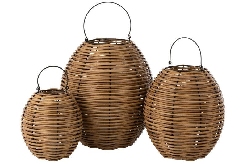 J-Line Gewoven Led Lantaarn Tuin L