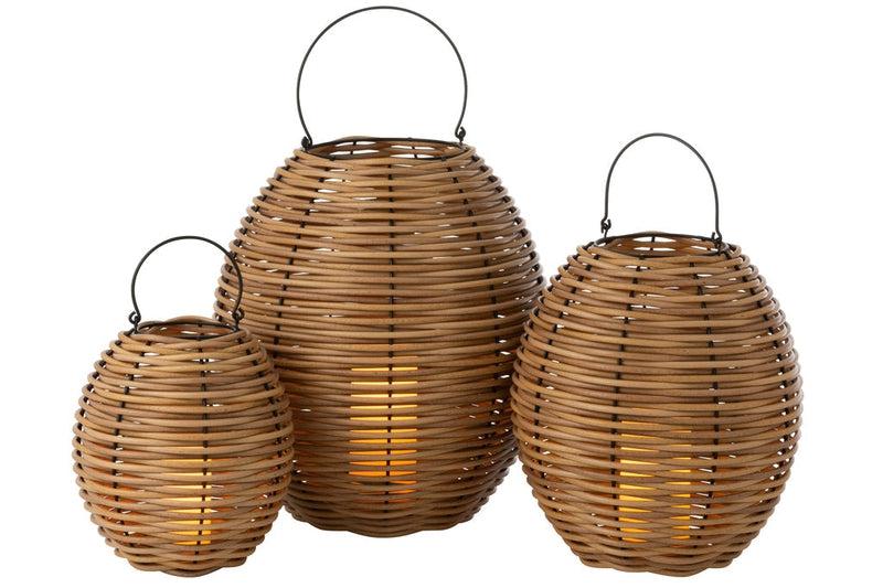 J-Line Gewoven Led Lantaarn Tuin L