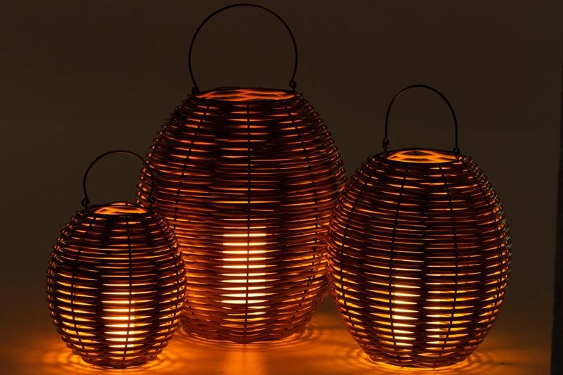 J-Line Gewoven Led Lantaarn Tuin L