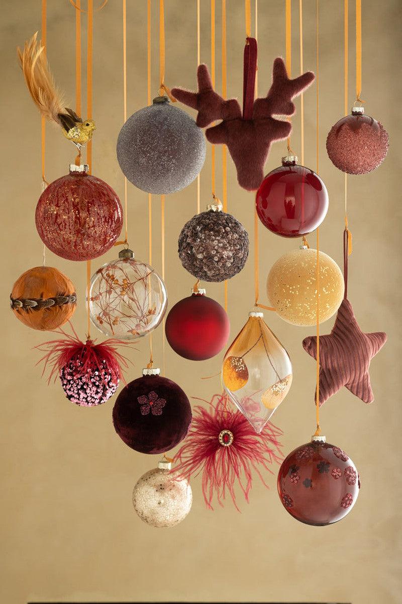 J-Line Glazen Kerstballen Mat Rood Set 4