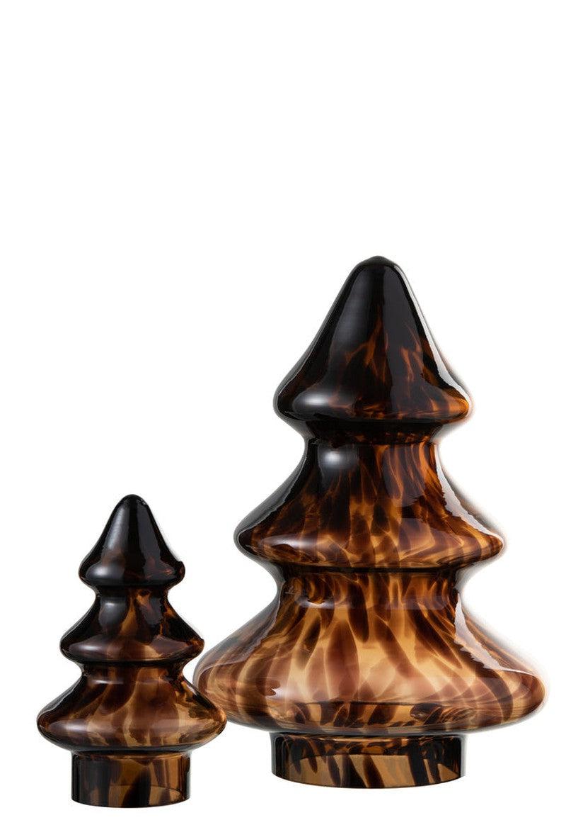 J-Line Glazen Kerstboom Bruin L