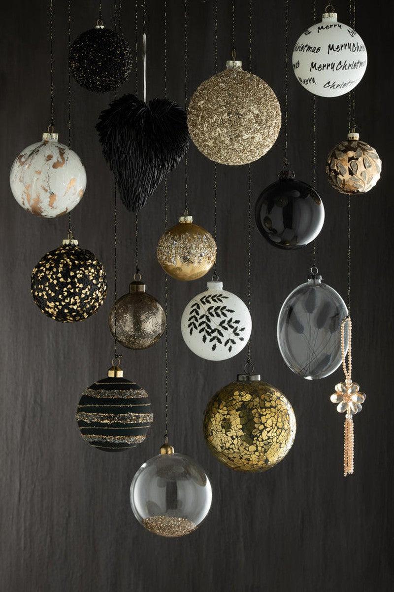 J-Line Gouden Glitter Kerstballen Set 4