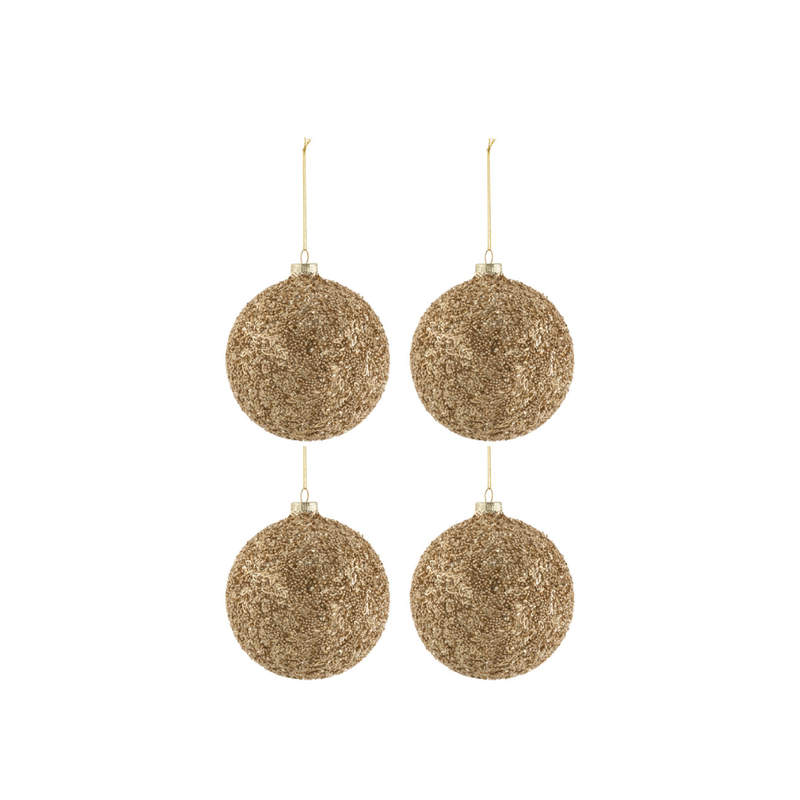 J-Line Gouden Glitter Kerstballen Set 4