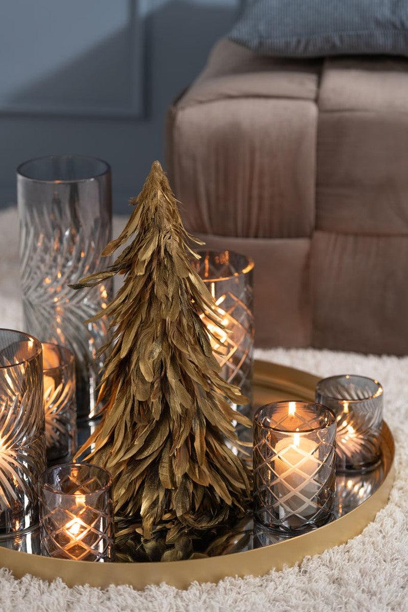 J-Line Gouden Veren Kerstboom 40Cm