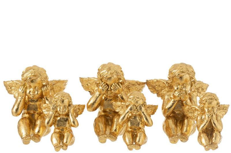 J-Line Horen Zien Zwijgen Engeltjes Goud Set 3 L