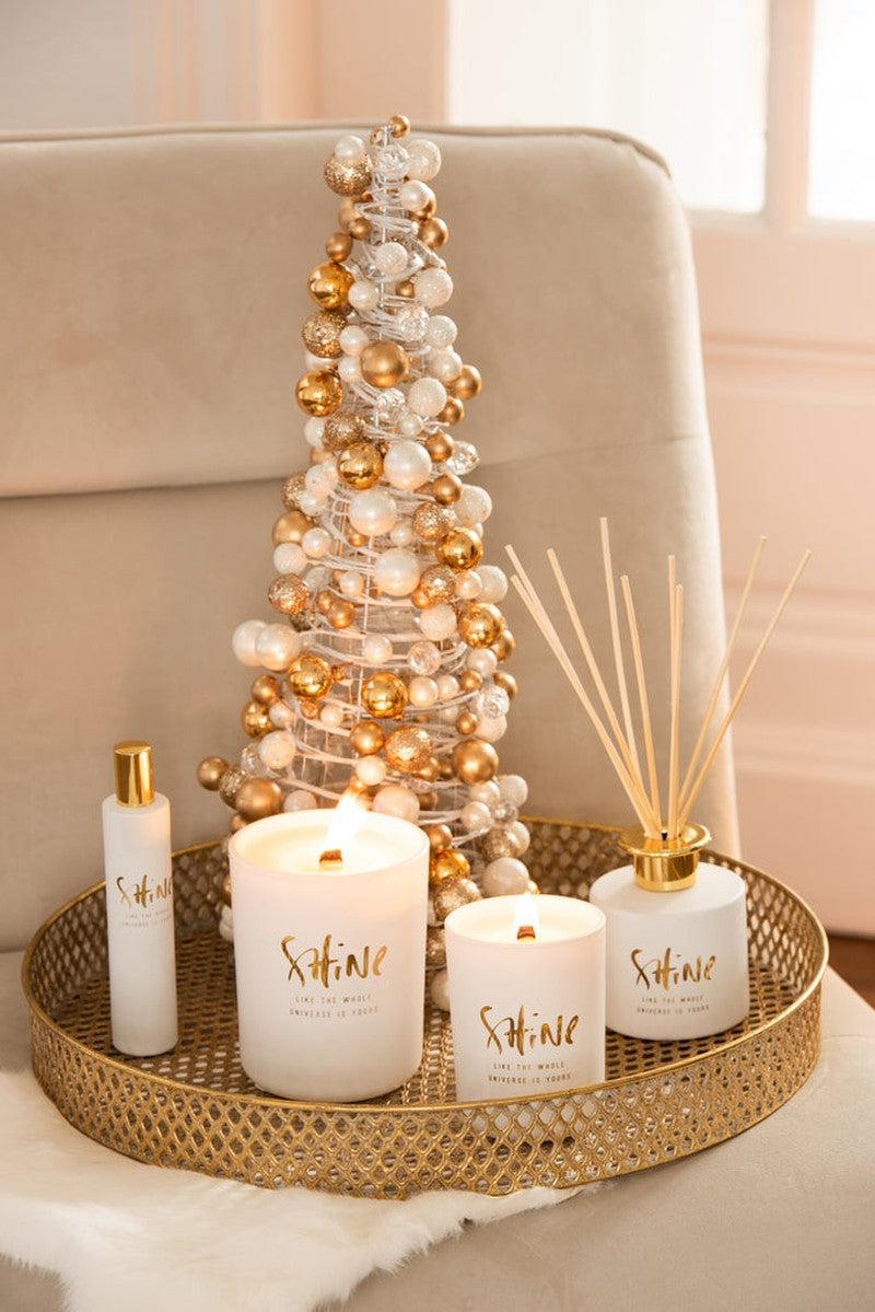 J-Line Kegel Kerstboom Kerstballen Goud Ecru S