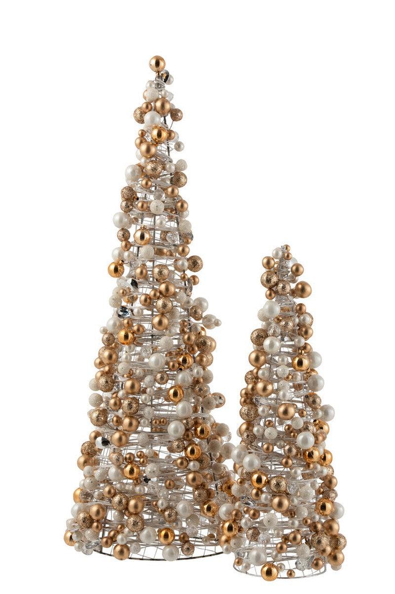 J-Line Kegel Kerstboom Kerstballen Goud Ecru S