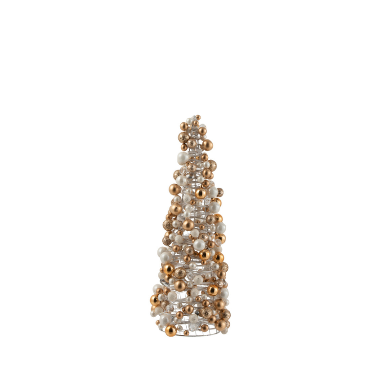 J-Line Kegel Kerstboom Kerstballen Goud Ecru S