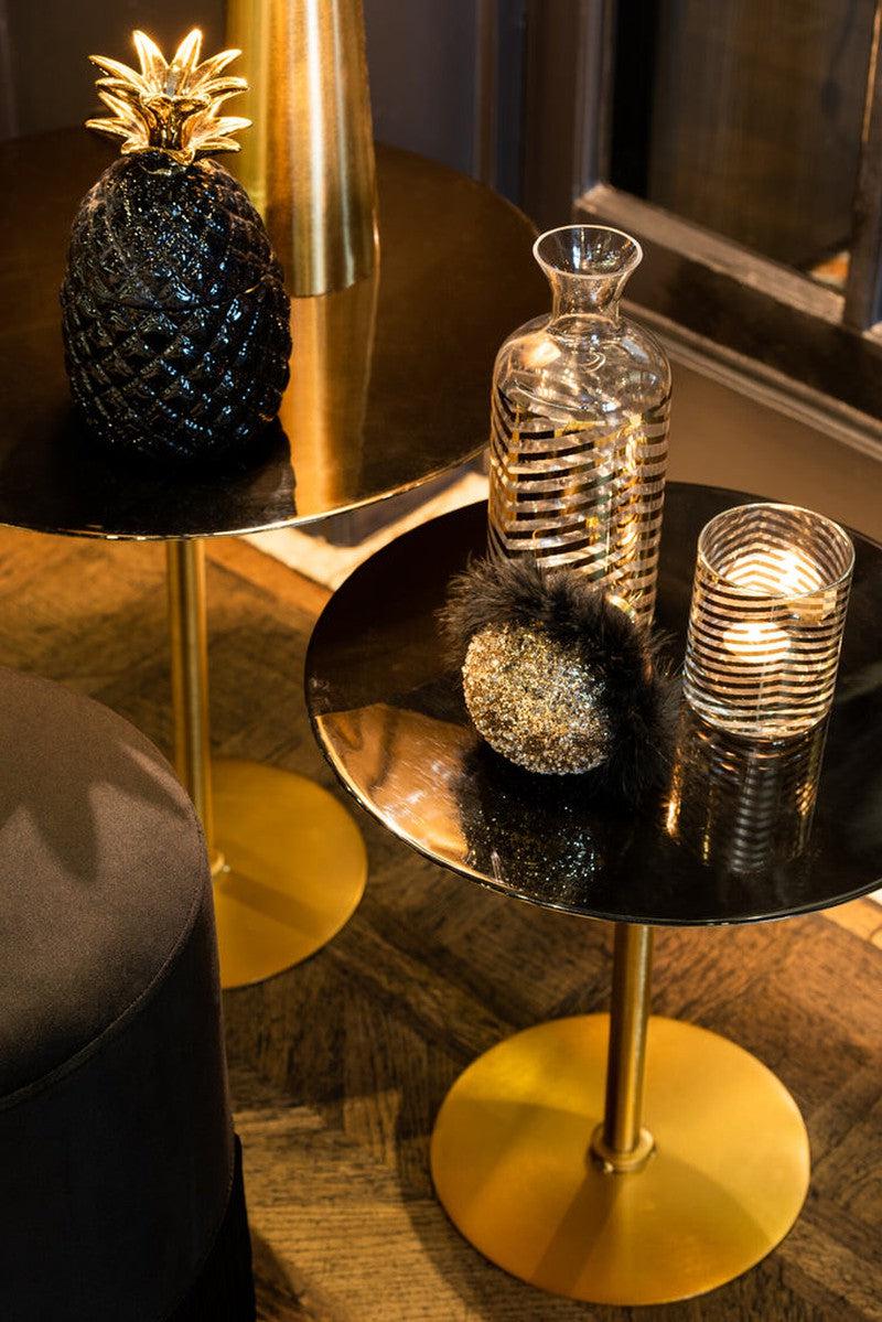 J-Line Kerstballen Goud Zwart Veren Set 4