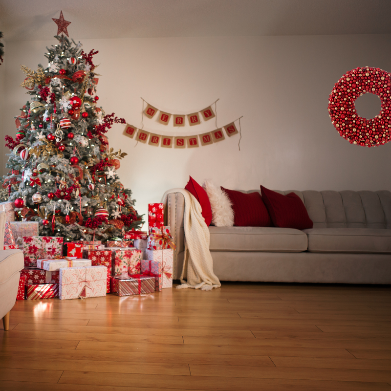 J-Line Kerstballen Krans Rood Goud