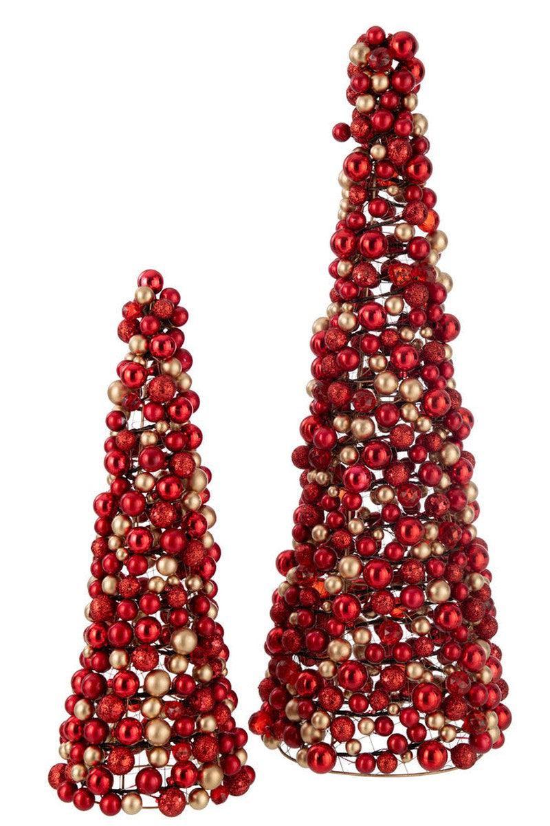 J-Line Kerstballenboom Rood Goud 70Cm