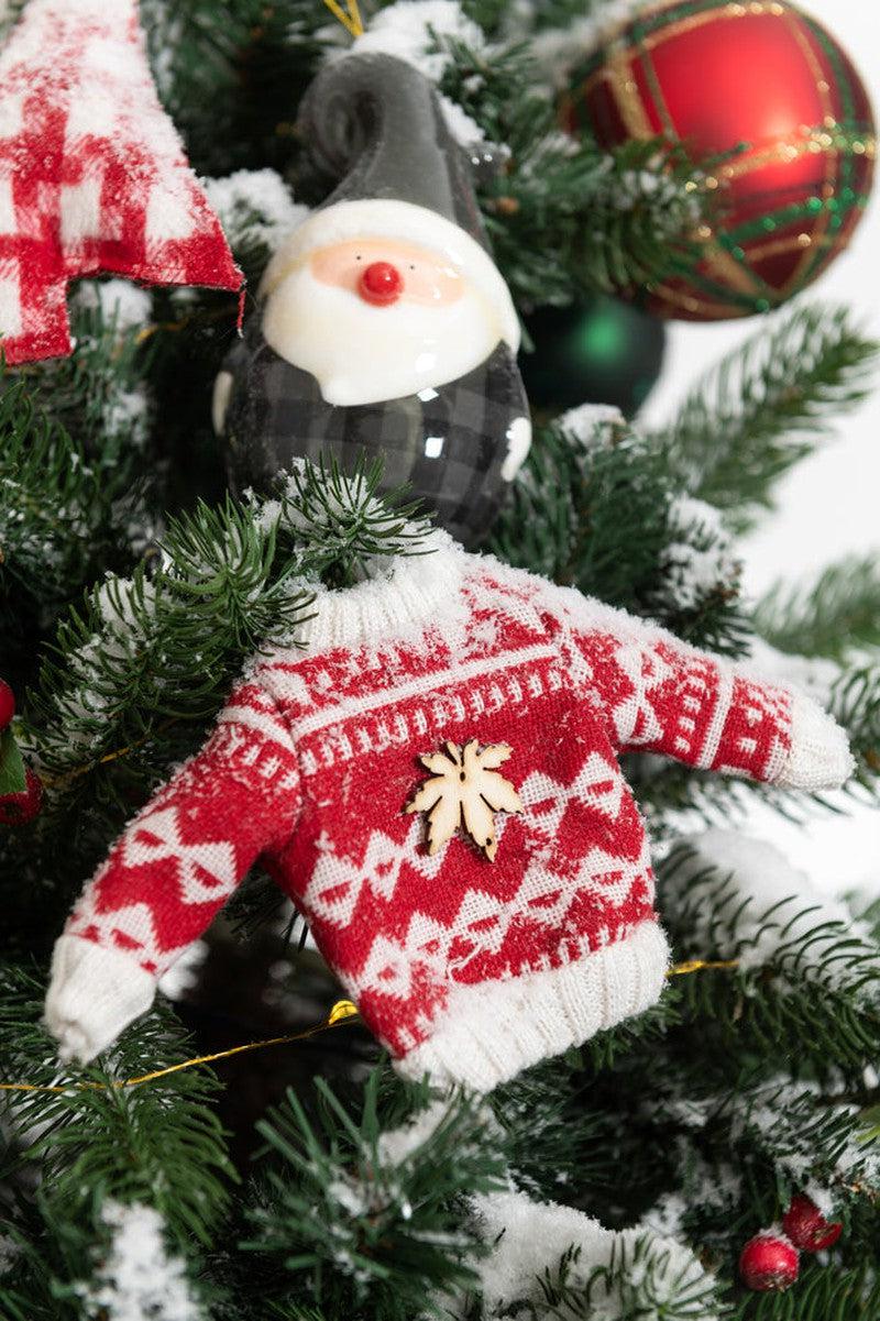 J-Line Kerstboom Hangers Trui Zwart Rood Set 2