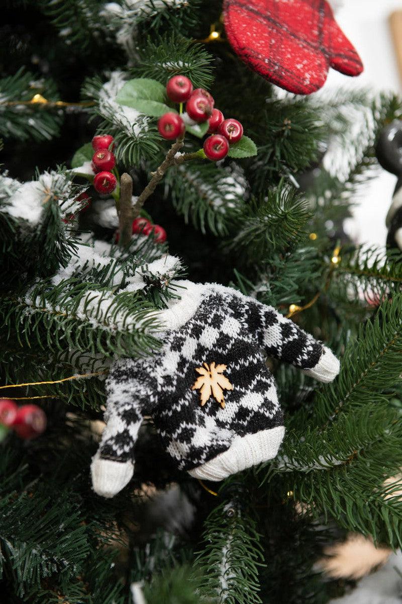 J-Line Kerstboom Hangers Trui Zwart Rood Set 2