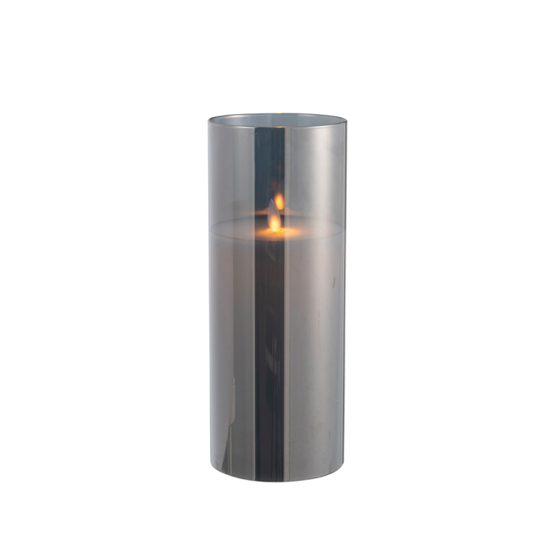 J-Line Led Kaars Grijs Rookglas L