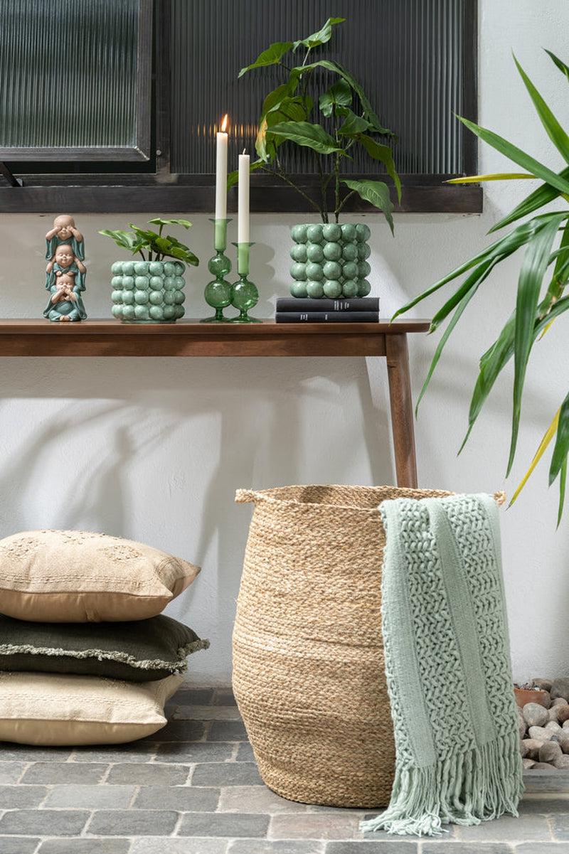 J-Line Licht Groen Gebreid Plaid