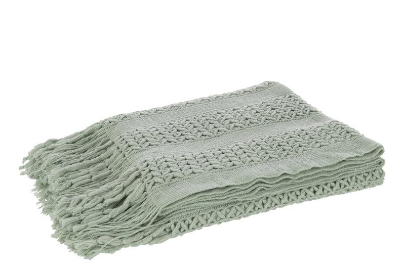 J-Line Licht Groen Gebreid Plaid