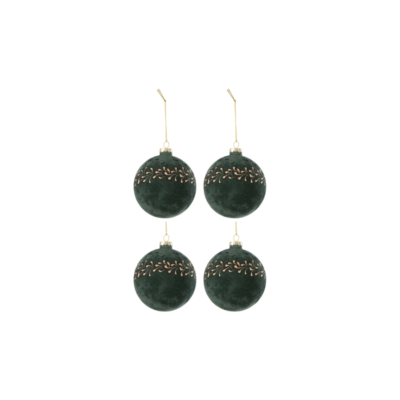J-Line Luxe Velvet Kerstballen Groen Set 4