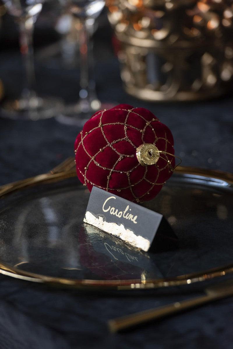 J-Line Luxe Velvet Kerstballen Rood Goud Set 4