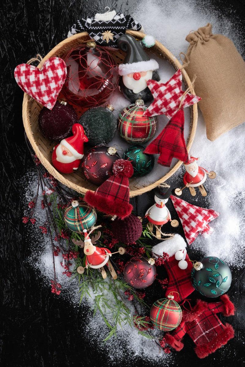 J-Line Mat Groene Kerstballen Met Blaadjes Set 6