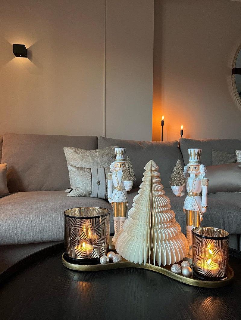 J-Line Notenkraker Kerstboom Wit Goud Set 2