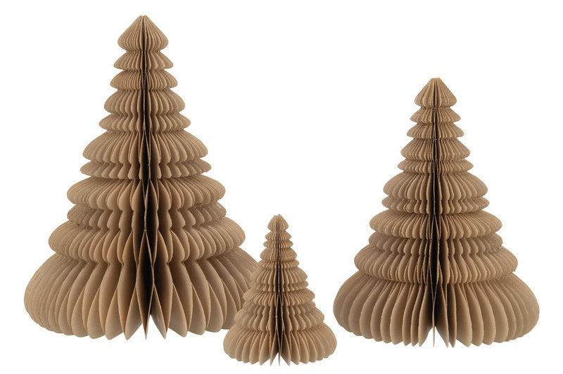 J-Line Papieren Kerstboom Beige 24Cm
