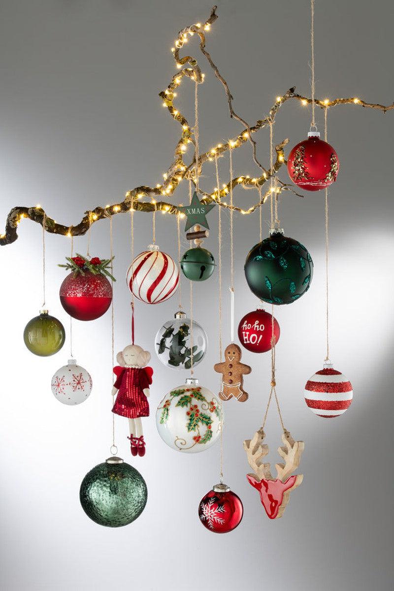 J-Line Wit Met Rode Kerstballen Kerstboom Set 6
