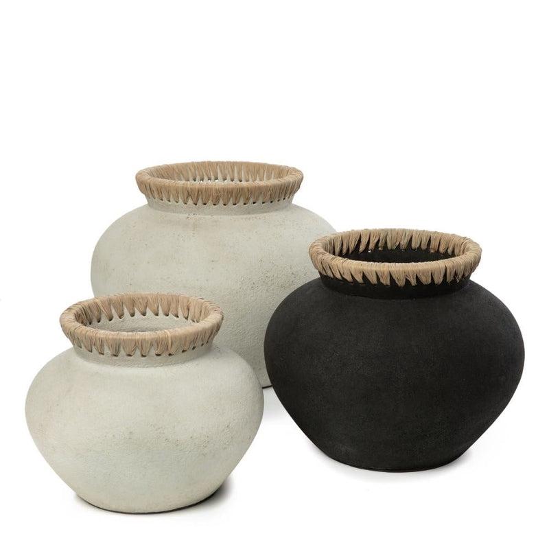 Bazar Bizar Betonlook Vaas Grijs Raffia L