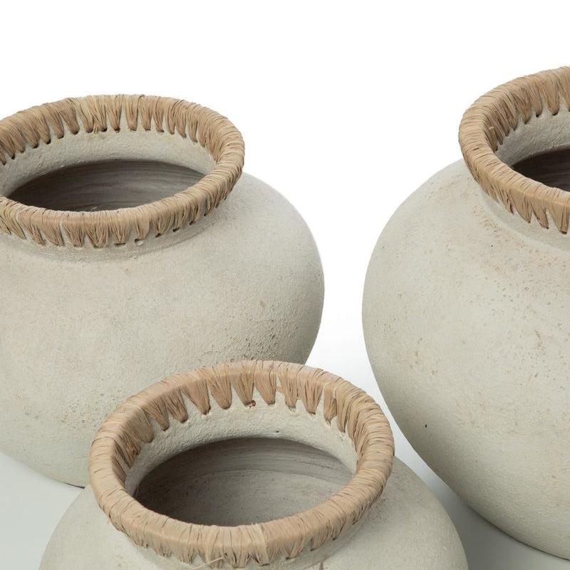 Bazar Bizar Betonlook Vaas Grijs Raffia L