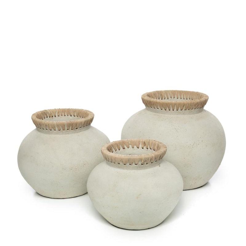 Bazar Bizar Betonlook Vaas Grijs Raffia L