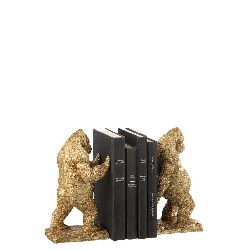 J-Line Boekensteun Gouden Gorilla Set 2