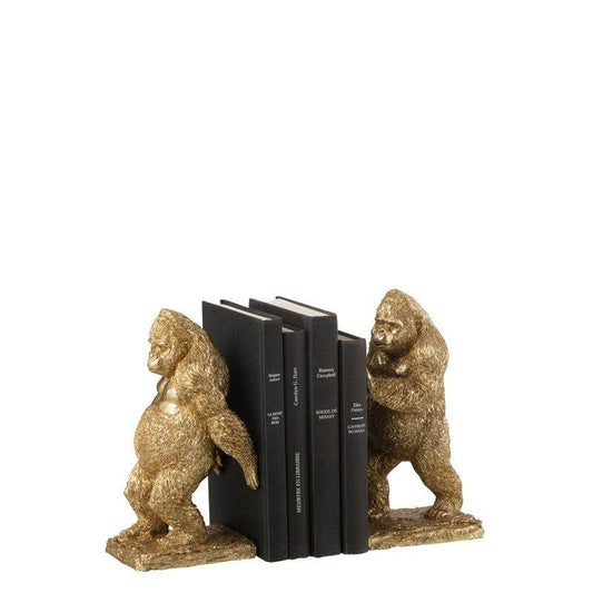 J-Line Boekensteun Gouden Gorilla Set 2