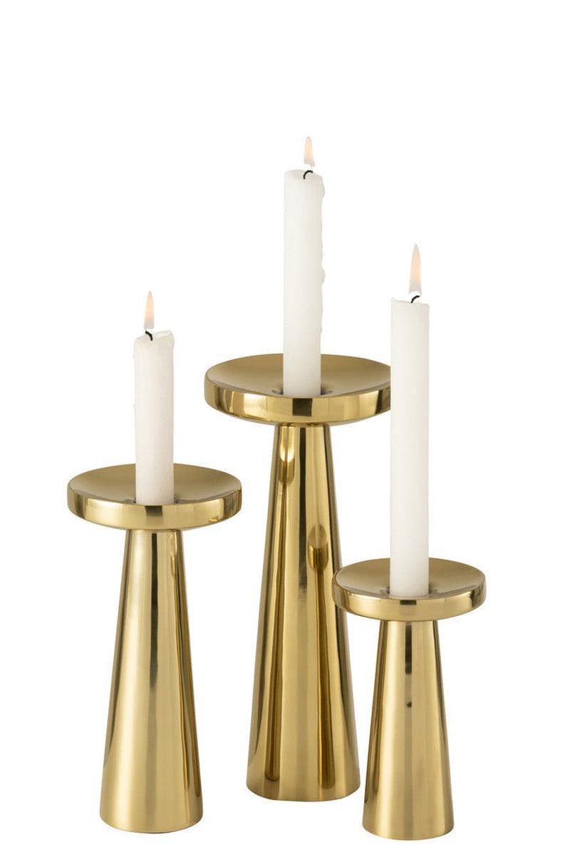 J-Line Luxe Metalen Kandelaren Goud Set 3