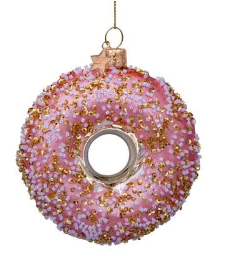 Roze Donut Kersthanger Vondels